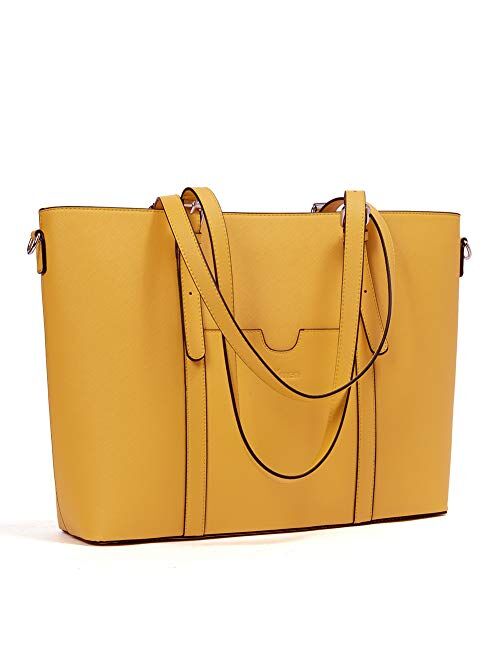 BROMEN Women Briefcase 15.6 inch Laptop Tote Bag Vintage Leather Handbags Shoulder Work Purses