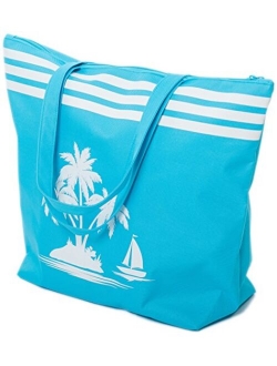 Beach Bag Womens Large Canvas Summer Tote Bags With Zipper Closure 19