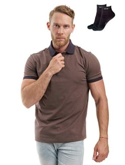 Slim Fit Polo Shirts for Men - Premium Organic Cotton Short Sleeve Casual Fitted Collared Mens Polo T Shirt