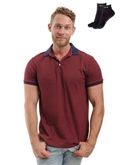 Slim Fit Polo Shirts for Men - Premium Organic Cotton Short Sleeve Casual Fitted Collared Mens Polo T Shirt