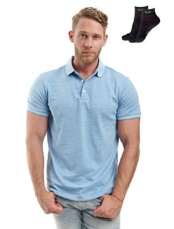 Slim Fit Polo Shirts for Men - Premium Organic Cotton Short Sleeve Casual Fitted Collared Mens Polo T Shirt