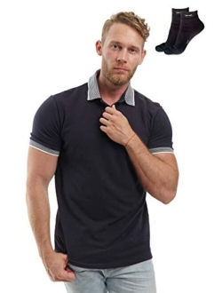 Slim Fit Polo Shirts for Men - Premium Organic Cotton Short Sleeve Casual Fitted Collared Mens Polo T Shirt