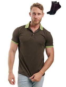 Slim Fit Polo Shirts for Men - Premium Organic Cotton Short Sleeve Casual Fitted Collared Mens Polo T Shirt