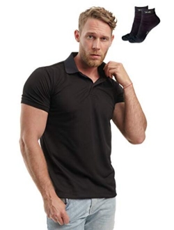 Slim Fit Polo Shirts for Men - Premium Organic Cotton Short Sleeve Casual Fitted Collared Mens Polo T Shirt