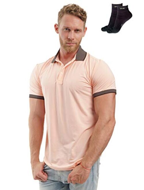 Slim Fit Polo Shirts for Men - Premium Organic Cotton Short Sleeve Casual Fitted Collared Mens Polo T Shirt