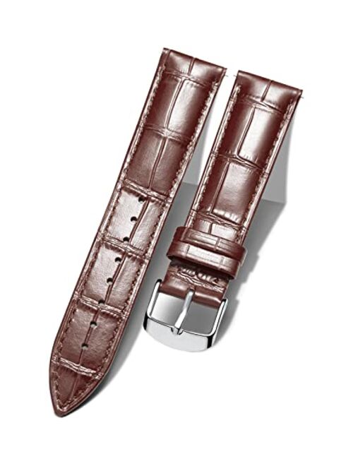 BINLUN Leather Watch Band Genuine Calfskin Replacement Watch Strap Quick Release Crocodile Pattern 10 Colors 13 Sizes for Men Women