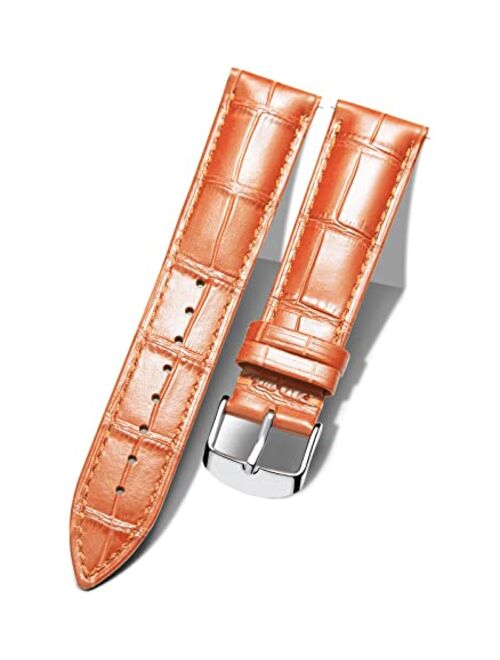 BINLUN Leather Watch Band Genuine Calfskin Replacement Watch Strap Quick Release Crocodile Pattern 10 Colors 13 Sizes for Men Women