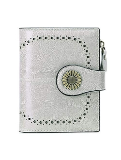 SENDEFN Small Women Wallet Genuine Leather Bifold Purse with ID Window