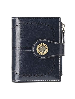 SENDEFN Small Women Wallet Genuine Leather Bifold Purse with ID Window