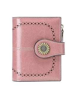 SENDEFN Small Women Wallet Genuine Leather Bifold Purse with ID Window