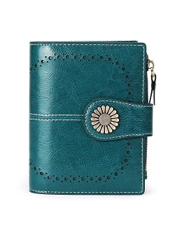 SENDEFN Small Women Wallet Genuine Leather Bifold Purse with ID Window