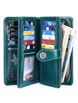 FALAN MULE Women's Wallet Genuine Leather RFID Blocking Large Capacity Trifold Ladies Wallet