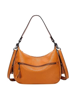 Womens Handbags Soft Leather Hobo Shoulder Bag Ladies Crossbody Tote Purses with Tassel