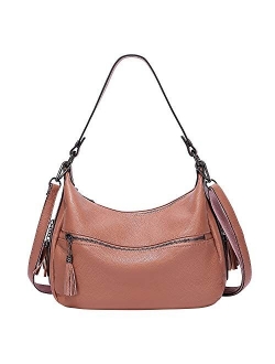 Womens Handbags Soft Leather Hobo Shoulder Bag Ladies Crossbody Tote Purses with Tassel