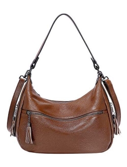 Womens Handbags Soft Leather Hobo Shoulder Bag Ladies Crossbody Tote Purses with Tassel