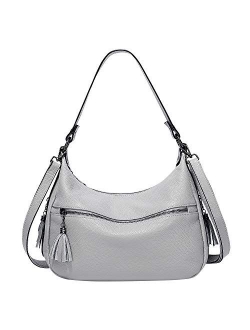 Womens Handbags Soft Leather Hobo Shoulder Bag Ladies Crossbody Tote Purses with Tassel