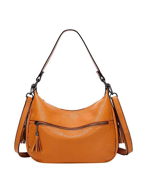 OVER EARTH Womens Handbags Soft Leather Hobo Shoulder Bag Ladies Crossbody Tote Purses with Tassel