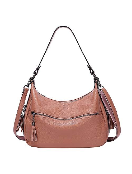 OVER EARTH Womens Handbags Soft Leather Hobo Shoulder Bag Ladies Crossbody Tote Purses with Tassel