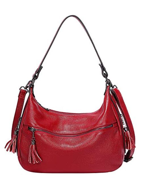 OVER EARTH Womens Handbags Soft Leather Hobo Shoulder Bag Ladies Crossbody Tote Purses with Tassel