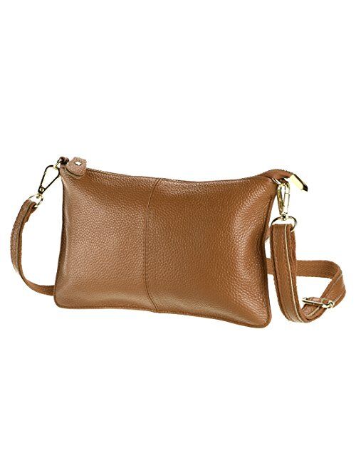 SEALINF Women's Cowhide Leather Clutch Handbag Small Shoulder Bag Purse