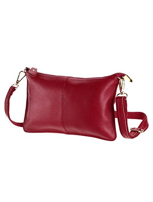 SEALINF Women's Cowhide Leather Clutch Handbag Small Shoulder Bag Purse