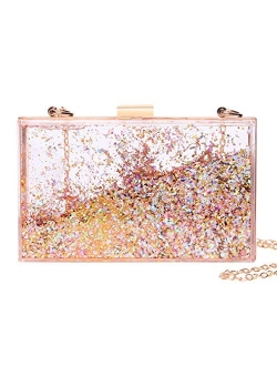 JeVenis Magical Transparent Sequins Clutch Purse Evening Handbag For Party Prom Bride