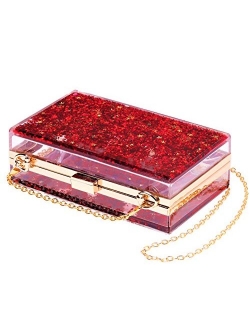 JeVenis Magical Transparent Sequins Clutch Purse Evening Handbag For Party Prom Bride