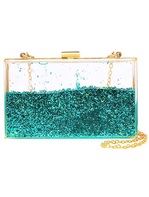 JeVenis Magical Transparent Sequins Clutch Purse Evening Handbag For Party Prom Bride