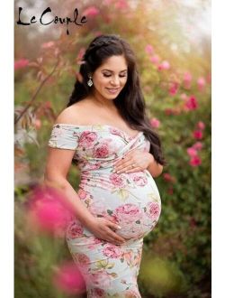 Le Couple Floral Print Maternity Photography Props Dresses Summer Pregnancy Clot