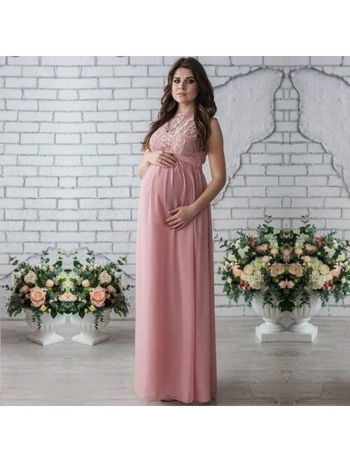 SMDPPWDBB Lace Maternity Dresses Maternity Photography Props Women Long Maxi Dre