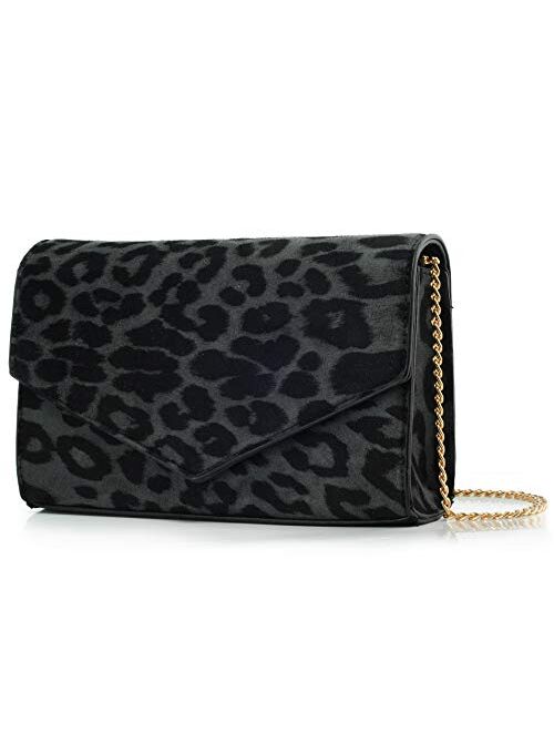 Leopard Print Envelope Evening Clutch Women Chain Shoulder Bag