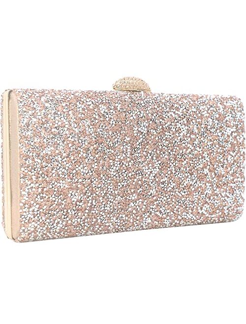 Dexmay Large Rhinestone Crystal Clutch Evening Bag Women Formal Purse for Cocktail Prom Party