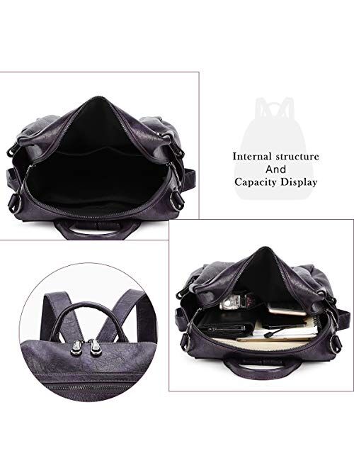 Women Bags Backpack Purse PU Leather Zipper Bags Casual Backpacks Shoulder Bags