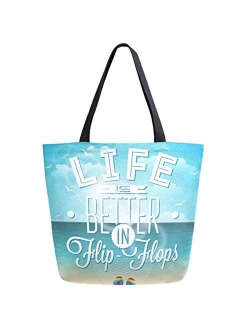 ZzWwR Stylish Fun Pattern Extra Large Shoulder Tote Bag for Beach Travel Weekender Gym Grocery Shopping