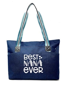 Large Zippered Tote Bags with Pockets for Grandma - Perfect Gifts