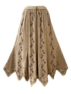 Agan Traders 714 SK Women's Bohemian Gypsy Medieval Vintage Asymmetrical Hem Netted Long Maxi Skirt