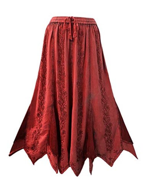 Agan Traders 714 SK Women's Bohemian Gypsy Medieval Vintage Asymmetrical Hem Netted Long Maxi Skirt