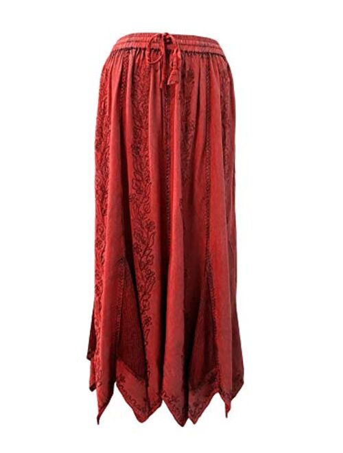 Agan Traders 714 SK Women's Bohemian Gypsy Medieval Vintage Asymmetrical Hem Netted Long Maxi Skirt