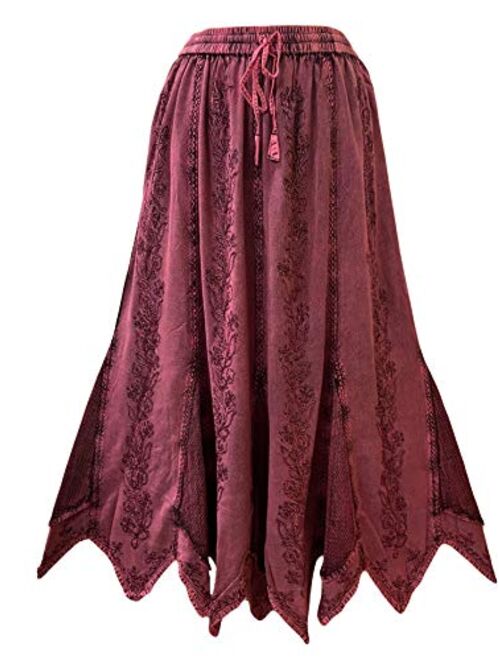 Agan Traders 714 SK Women's Bohemian Gypsy Medieval Vintage Asymmetrical Hem Netted Long Maxi Skirt