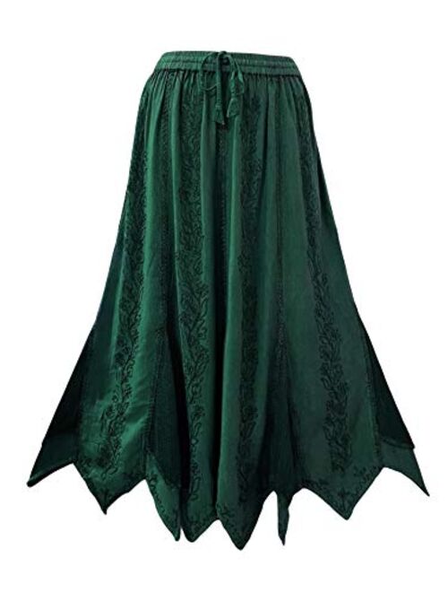 Agan Traders 714 SK Women's Bohemian Gypsy Medieval Vintage Asymmetrical Hem Netted Long Maxi Skirt