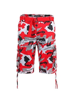 Victorious Men's Belted Ripstop Twill Camo Cargo Short