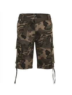 Victorious Men's Belted Ripstop Twill Camo Cargo Short