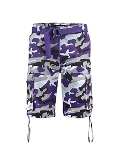 Victorious Men's Belted Ripstop Twill Camo Cargo Short