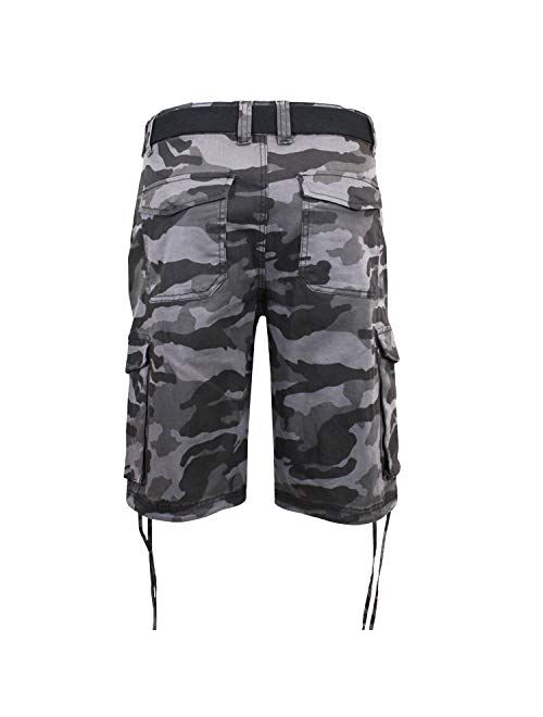 Victorious Men's Belted Ripstop Twill Camo Cargo Short