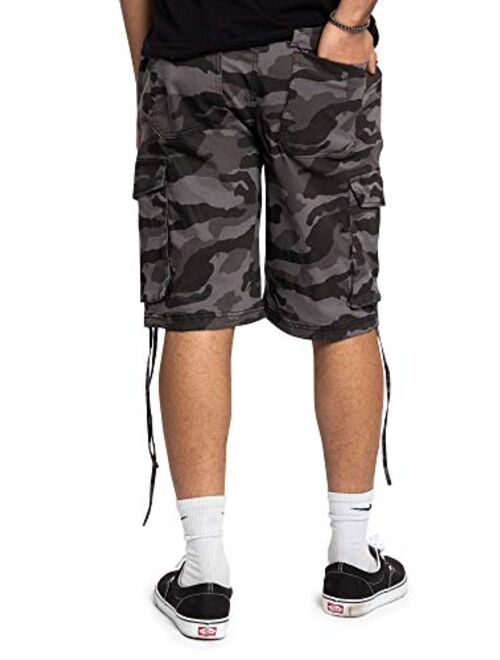 Victorious Men's Belted Ripstop Twill Camo Cargo Short