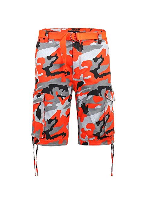 Victorious Men's Belted Ripstop Twill Camo Cargo Short