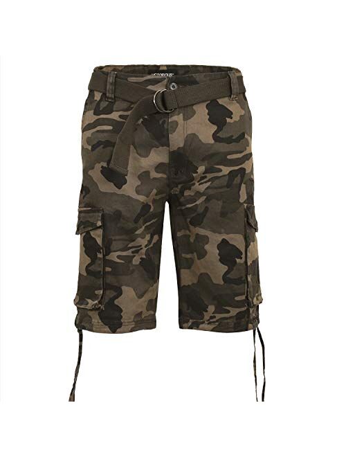 Victorious Men's Belted Ripstop Twill Camo Cargo Short