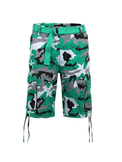 Victorious Men's Belted Ripstop Twill Camo Cargo Short