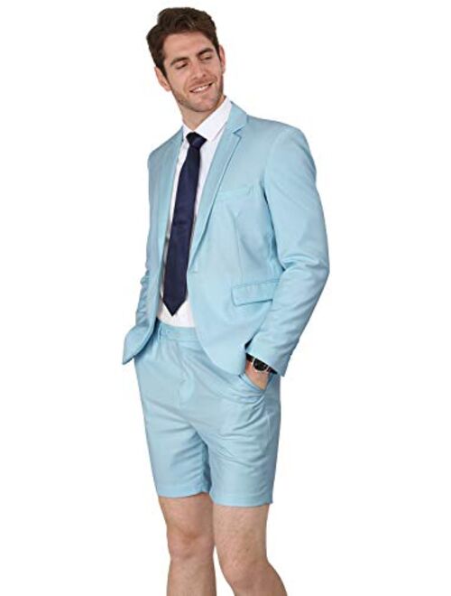 MAGE MALE Mens Summer Suit 2 Piece Suit Cause Blazer and Breathable Shorts