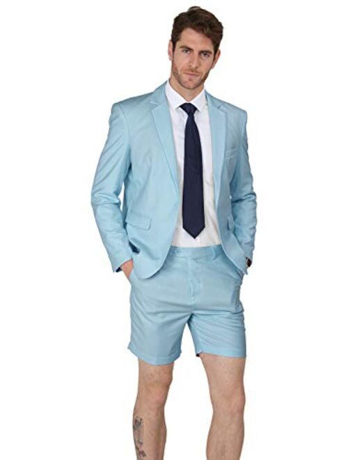 MAGE MALE Mens Summer Suit 2 Piece Suit Cause Blazer and Breathable Shorts